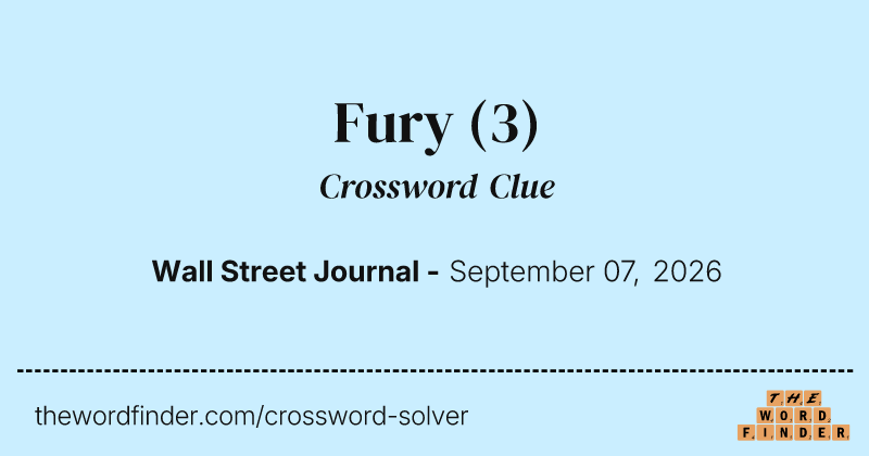 Fury crossword clue image