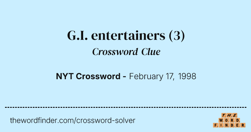 G.I. entertainers crossword clue image