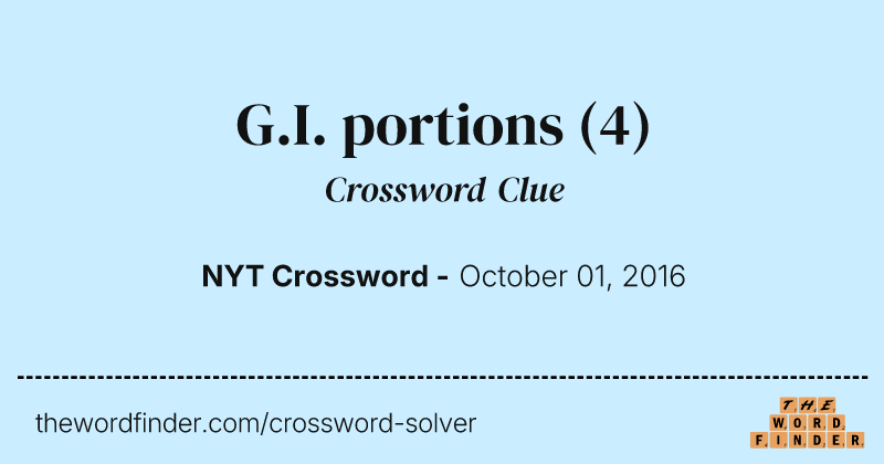 G.I. portions crossword clue image