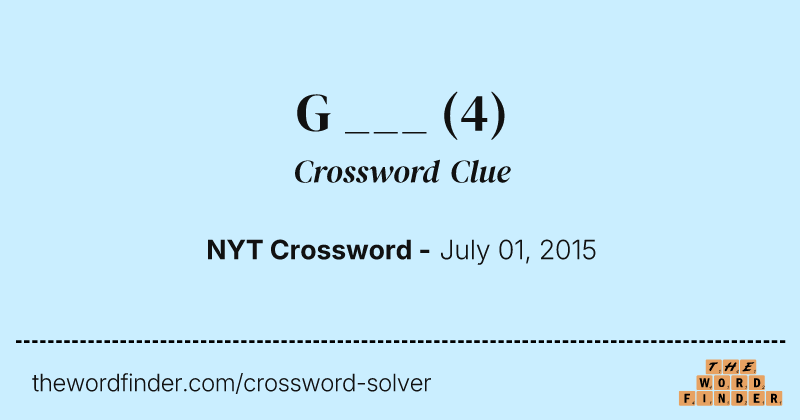 G ___ crossword clue image
