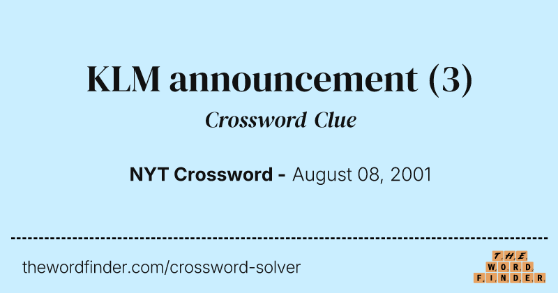 KLM announcement crossword clue image