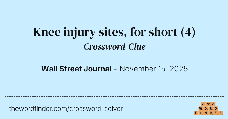 Knee injury sites, for short crossword clue image