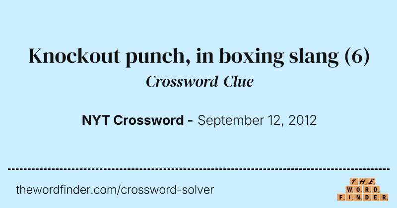Knockout punch, in boxing slang crossword clue image