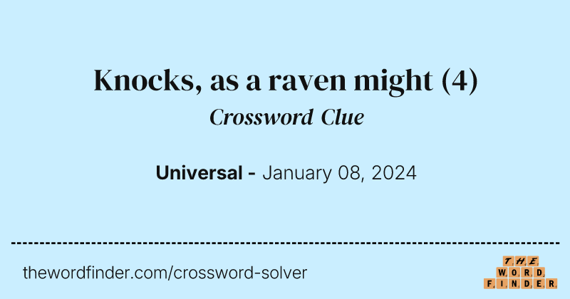 Knocks, as a raven might crossword clue image