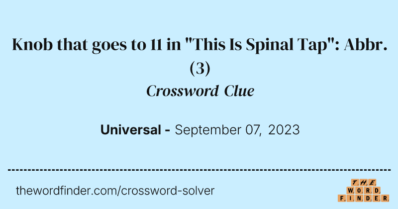 Knob that goes to 11 in "This Is Spinal Tap": Abbr. crossword clue image