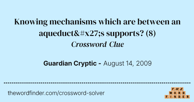 Knowing mechanisms which are between an aqueduct's supports? crossword clue image