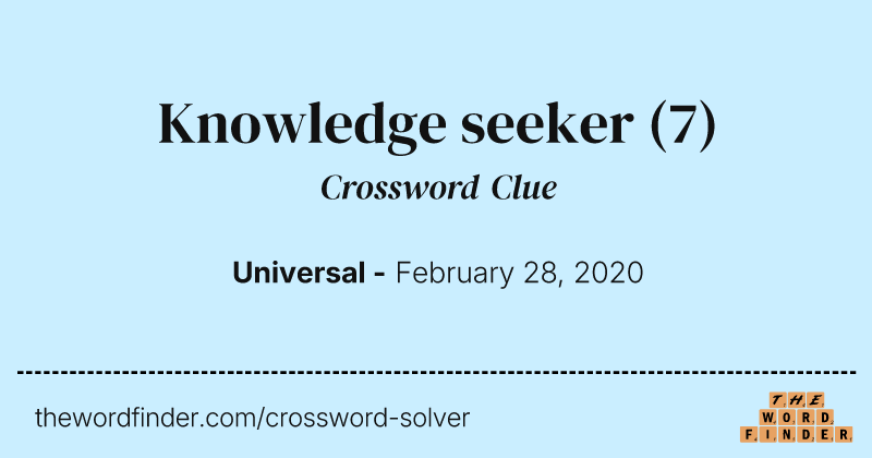 Knowledge seeker crossword clue image