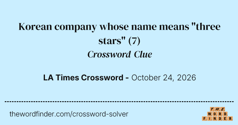 Korean company whose name means "three stars" crossword clue image