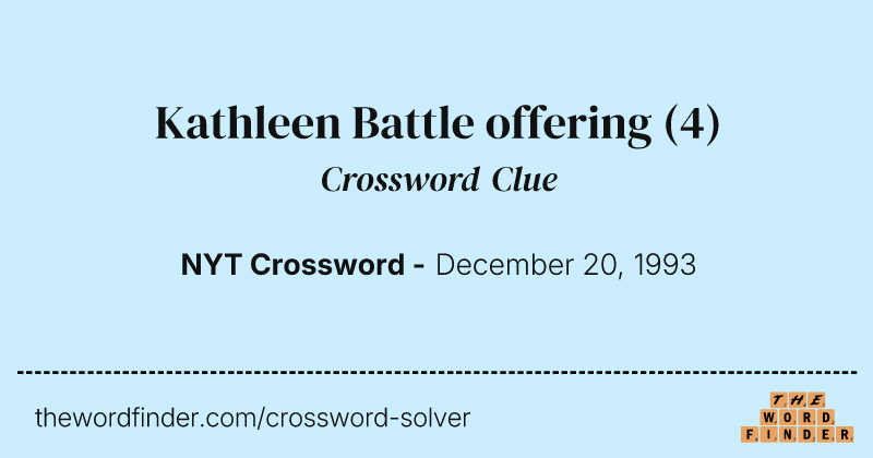 Kathleen Battle offering crossword clue image