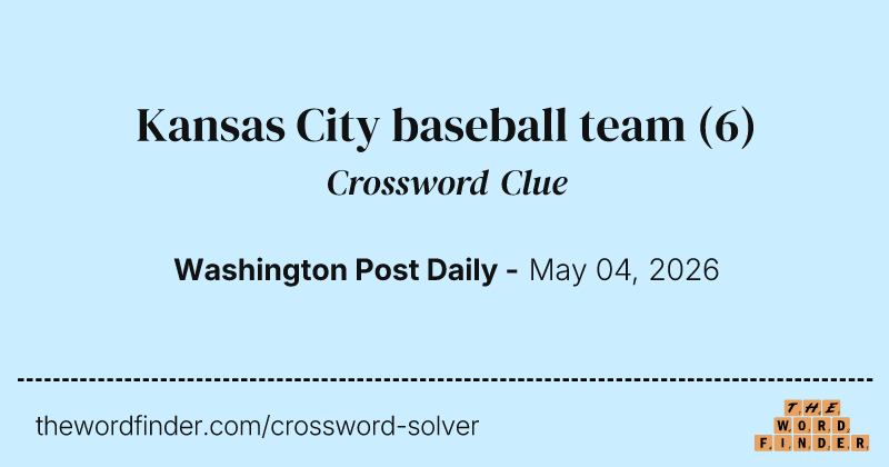 Kansas City baseball team crossword clue image