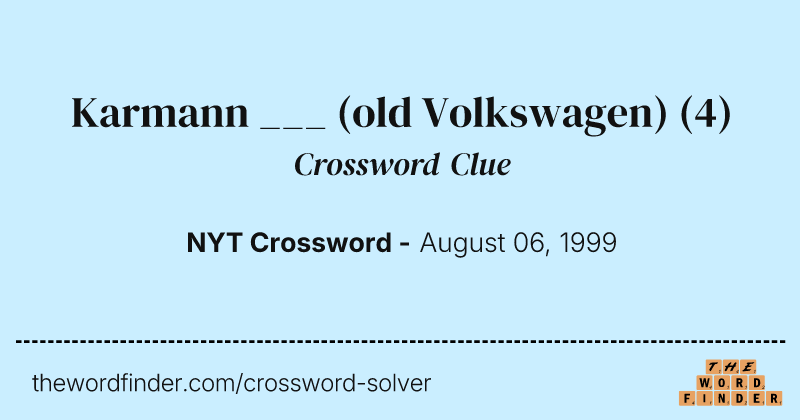 Karmann ___ (old Volkswagen) crossword clue image