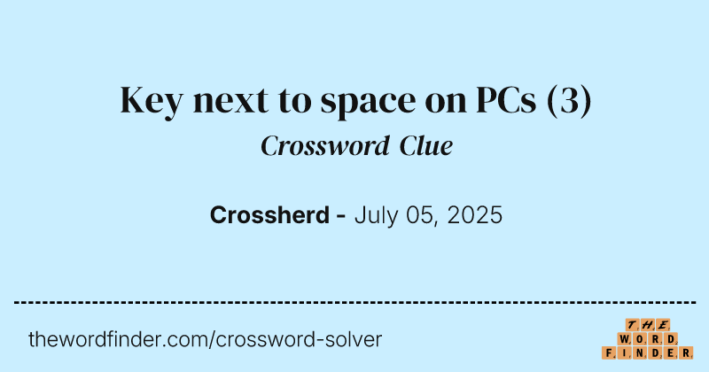 Key next to space on PCs crossword clue image