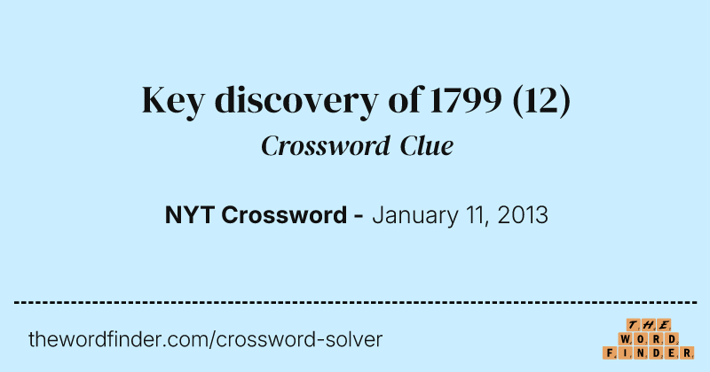 Key discovery of 1799 crossword clue image