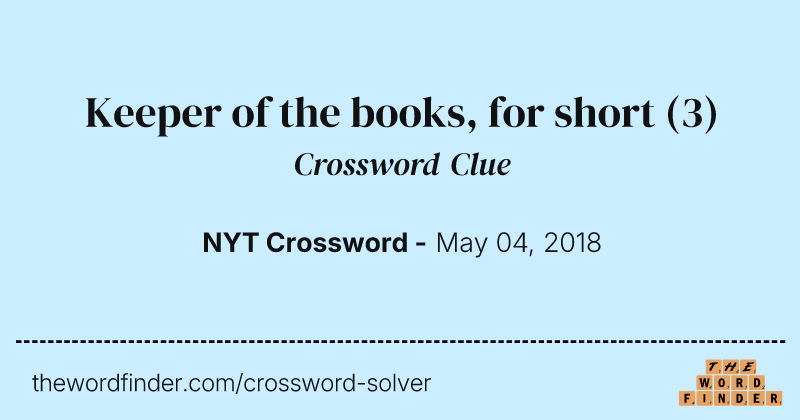 Keeper of the books, for short crossword clue image