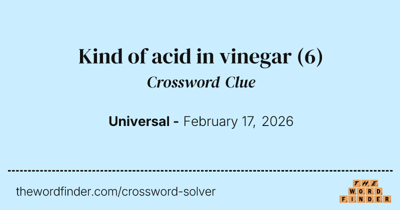 Kind of acid in vinegar crossword clue image