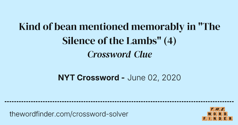 Kind of bean mentioned memorably in "The Silence of the Lambs" crossword clue image