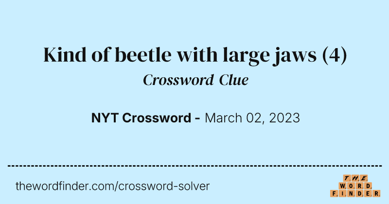 Kind of beetle with large jaws crossword clue image