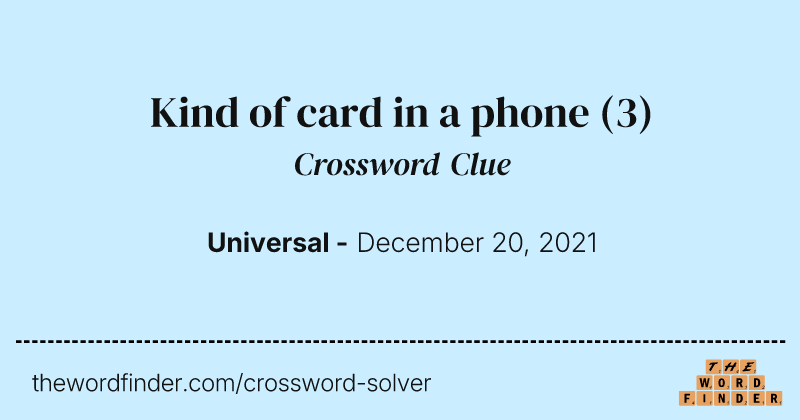 Kind of card in a phone crossword clue image