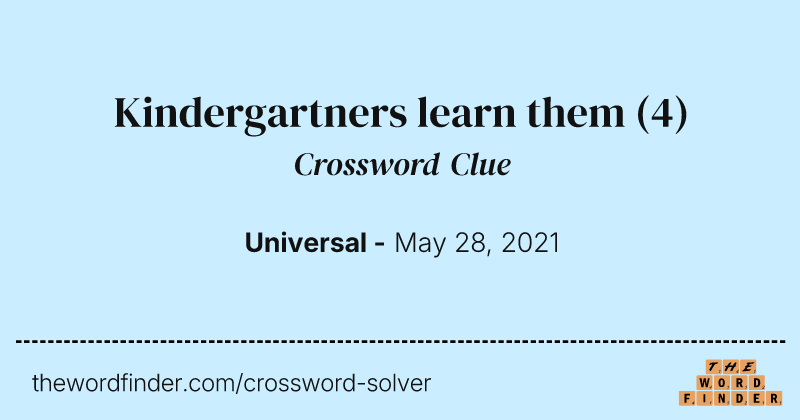 Kindergartners learn them crossword clue image