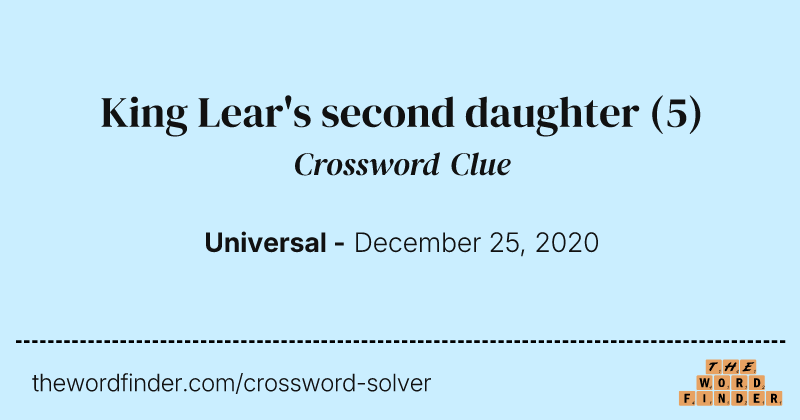 King Lear's second daughter crossword clue image