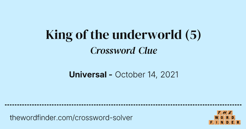 King of the underworld crossword clue image