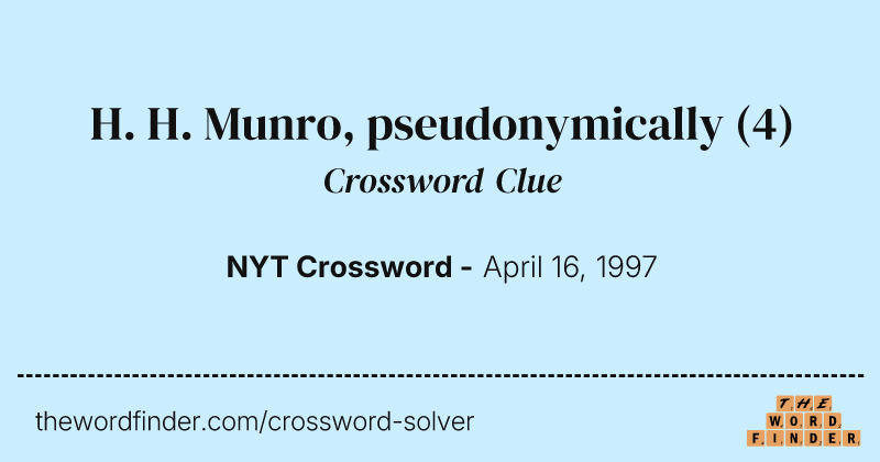 H. H. Munro, pseudonymically crossword clue image