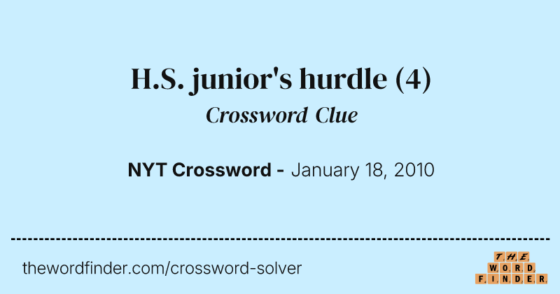 H.S. junior's hurdle crossword clue image