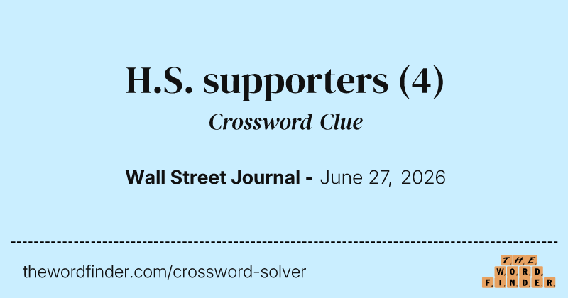 H.S. supporters crossword clue image