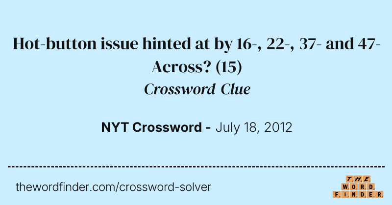 Hot-button issue hinted at by 16-, 22-, 37- and 47-Across? crossword clue image