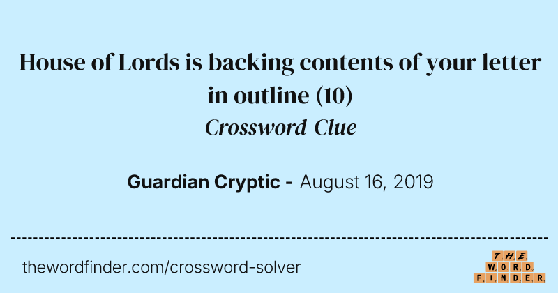 House of Lords is backing contents of your letter in outline crossword clue image