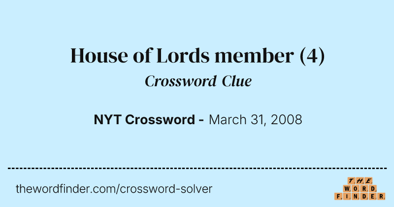 House of Lords member crossword clue image