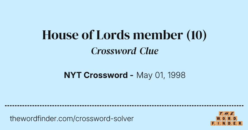 House of Lords member crossword clue image