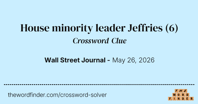 House minority leader Jeffries crossword clue image