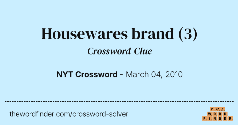 Housewares brand crossword clue image
