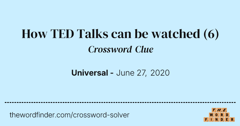 How TED Talks can be watched crossword clue image
