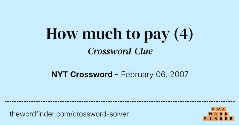 How much to pay crossword clue image