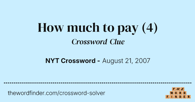 How much to pay crossword clue image