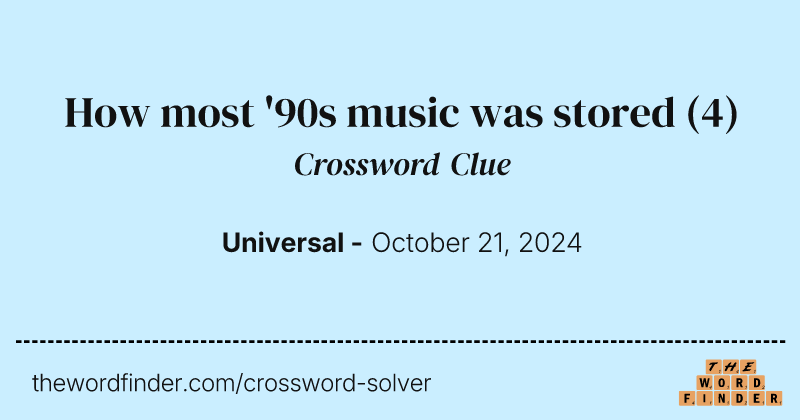 How most '90s music was stored crossword clue image