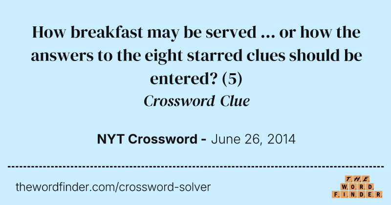 How breakfast may be served ... or how the answers to the eight starred clues should be entered? crossword clue image