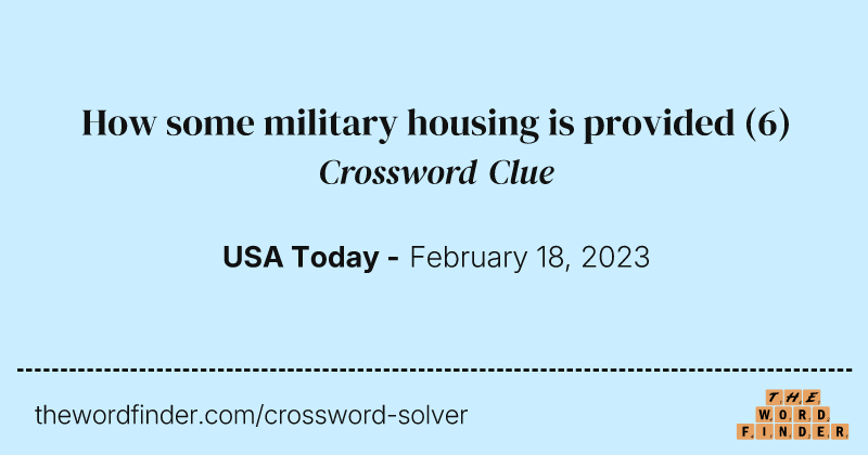 How some military housing is provided crossword clue image