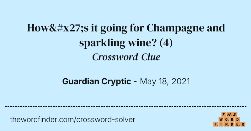 How's it going for Champagne and sparkling wine? crossword clue image