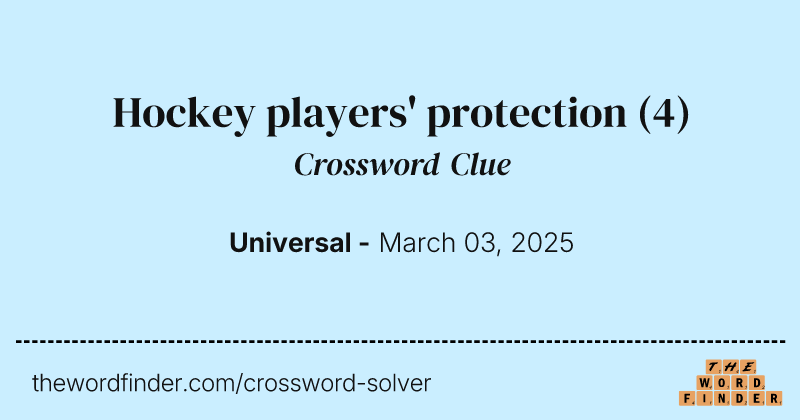 Hockey players' protection crossword clue image