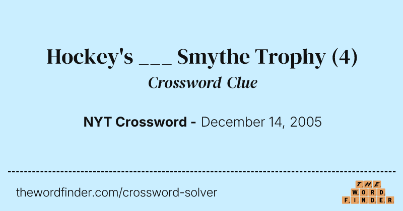 Hockey's ___ Smythe Trophy crossword clue image