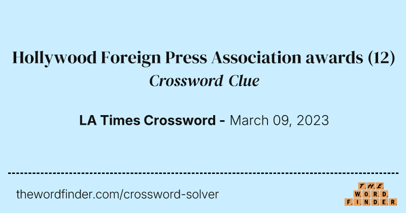 Hollywood Foreign Press Association awards crossword clue image