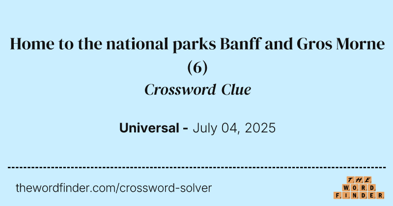 Home to the national parks Banff and Gros Morne crossword clue image