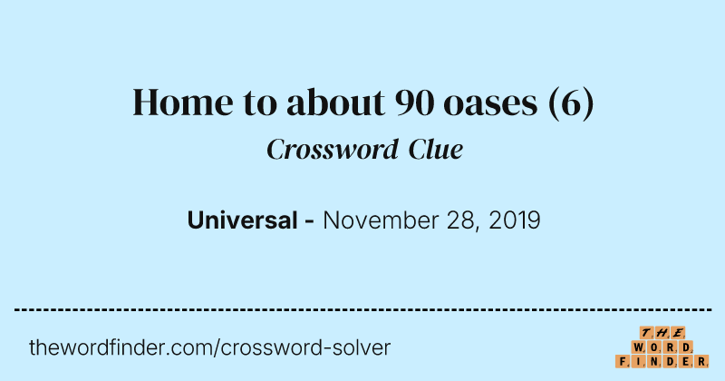 Home to about 90 oases crossword clue image