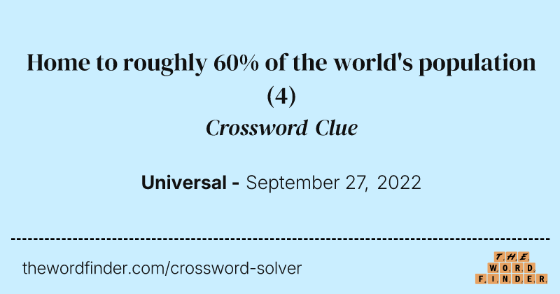 Home to roughly 60% of the world's population crossword clue image