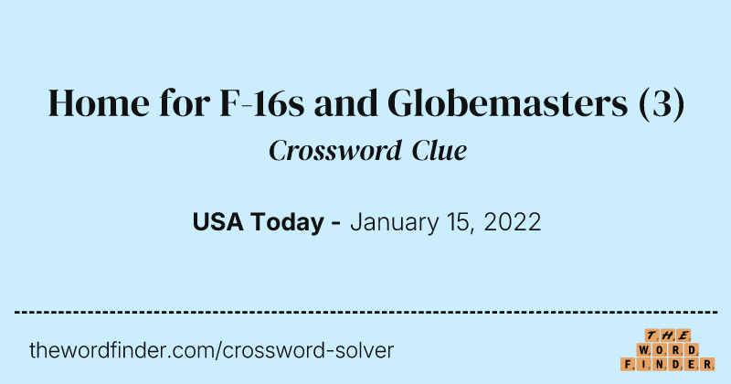 Home for F-16s and Globemasters crossword clue image