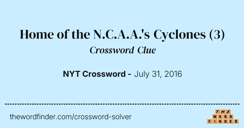 Home of the N.C.A.A.'s Cyclones crossword clue image