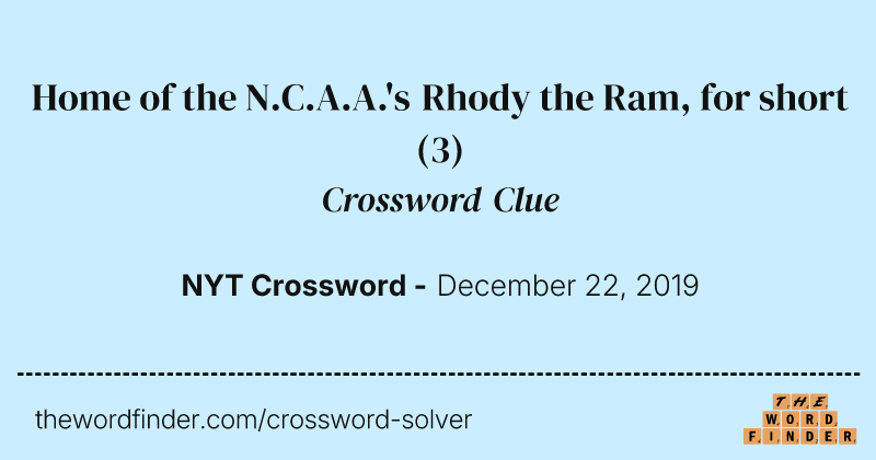 Home of the N.C.A.A.'s Rhody the Ram, for short crossword clue image